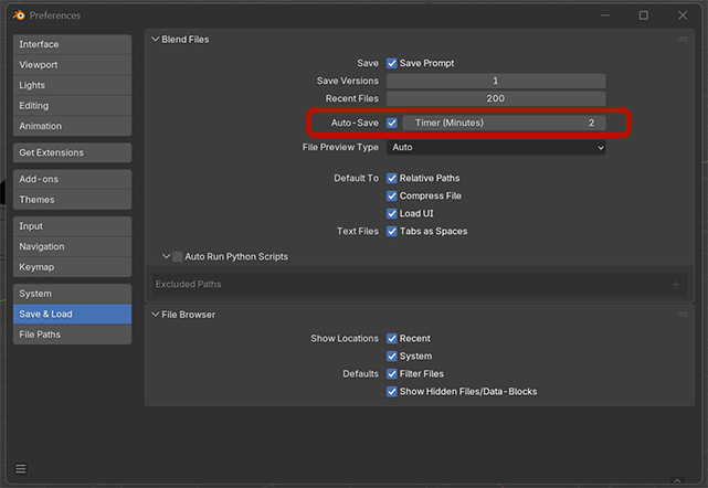 블렌더 실행 취소 자동세이브