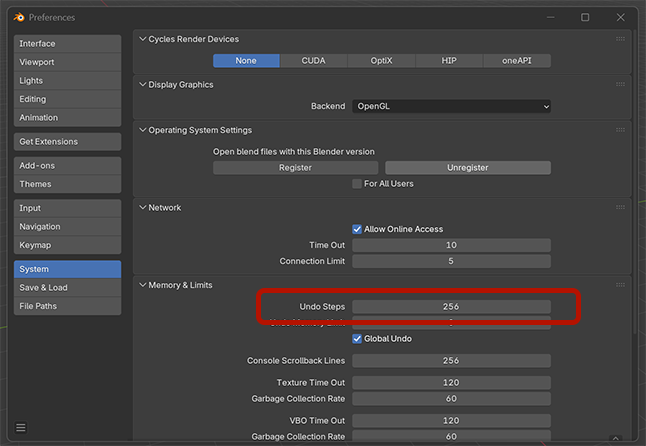 블렌더 실행 취소